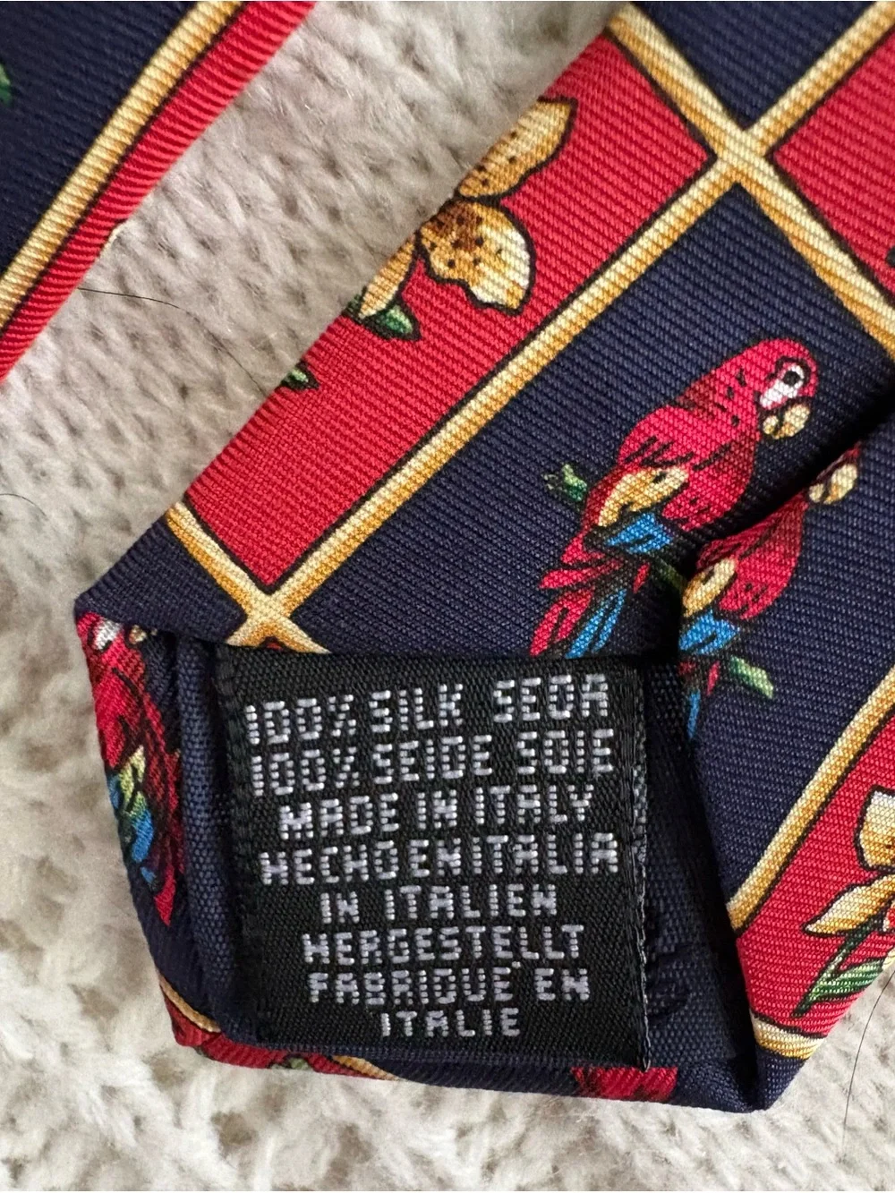 Tropical / Parrot Print Silk Tie/ Made in Italy 🇮🇹